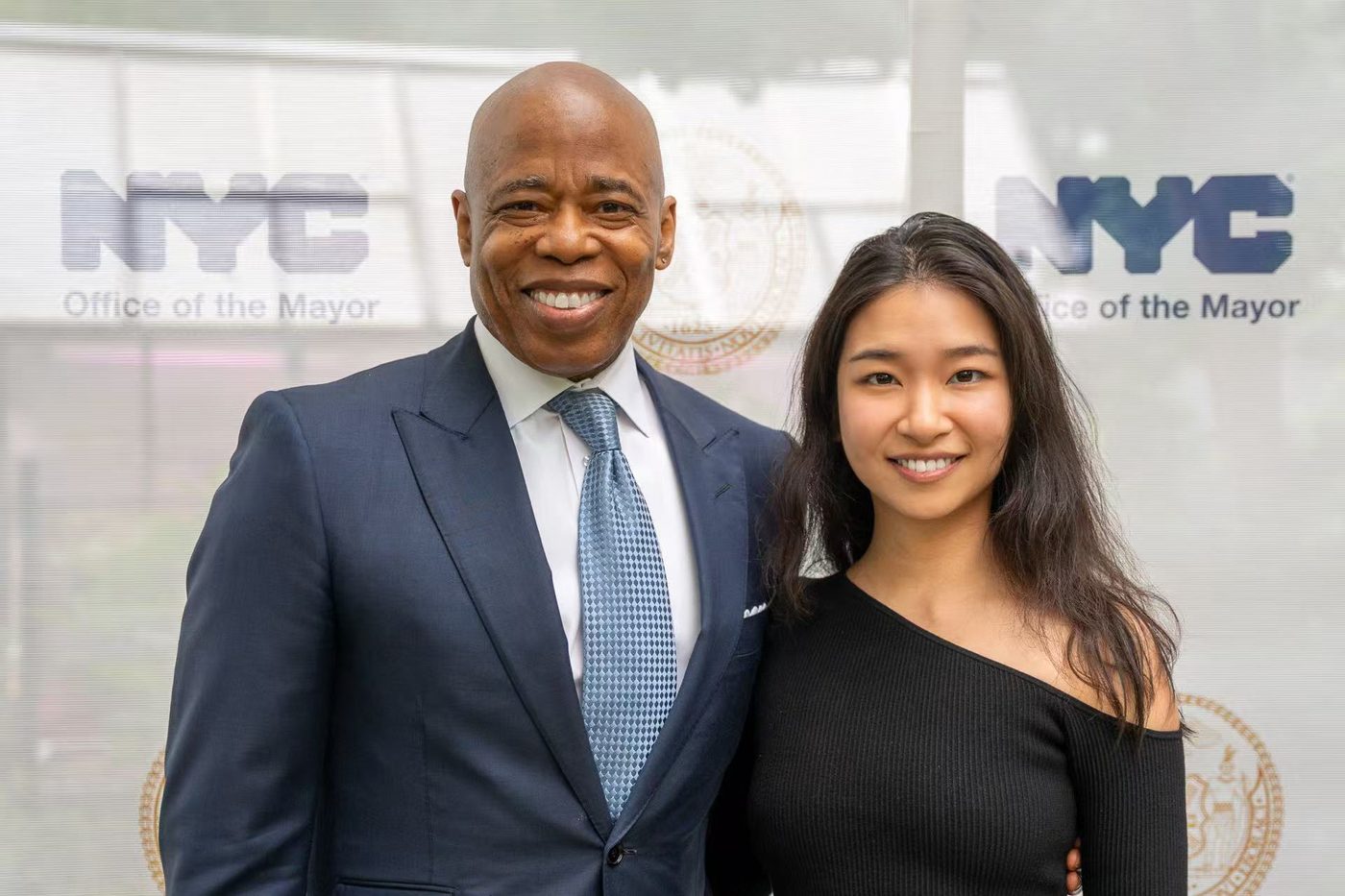 Cheng Shen with the Mayor of New York City